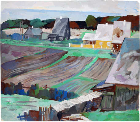 Золотарёв Николай Николаевич. Деревенская улочка, огороды 